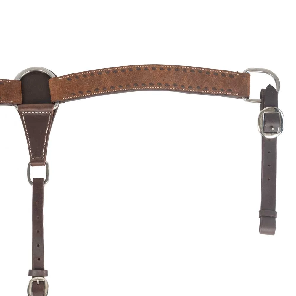 Teskey's Chocolate Roughout Breast Collar With Brown Buckstitch