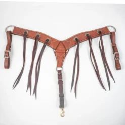 Teskey's 3" Dark Oil Roughout Buckstitch Breast Collar With Strings