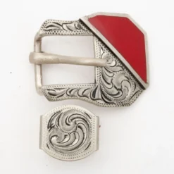 Floral Buckle With Red Accent