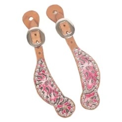 Teskey's Western Pink Flamingo Spur Straps - Youth