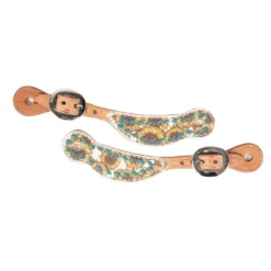 Youth Buck Stitch Sunflower Spur Straps