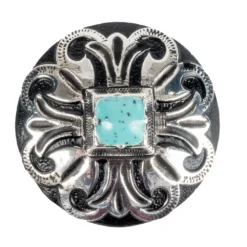 Black & Silver Concho With Turquoise Stone
