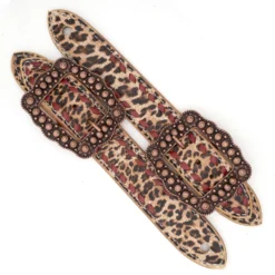 Teskey's Cheetah Print Spur Straps With Buckstitch