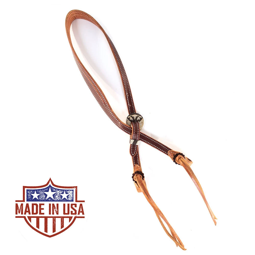 Patrick Smith Two Tone Split Ear Headstall With Steer Buckles