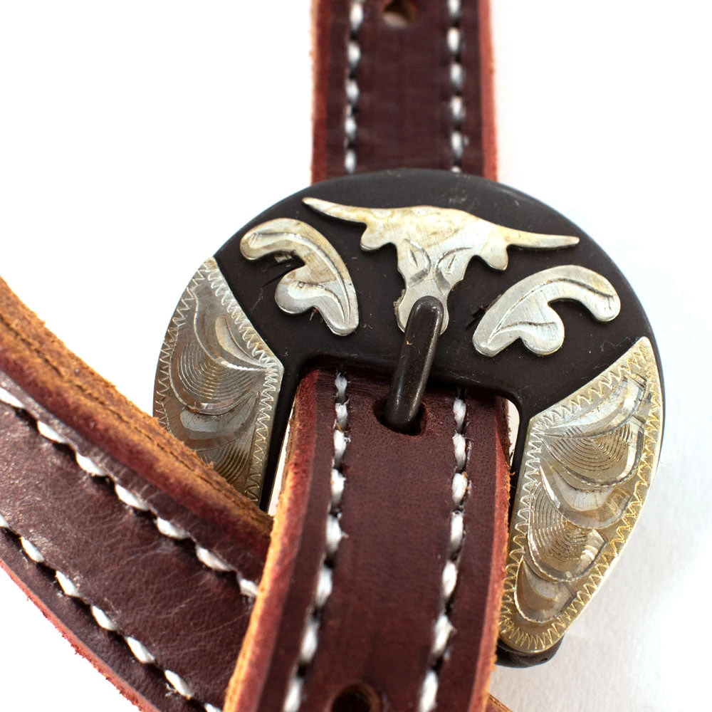 Patrick Smith Two Tone Split Ear Headstall With Steer Buckles - Image 2