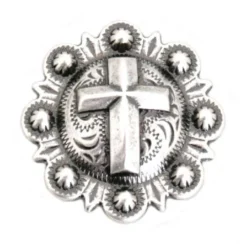 Antique Silver Cross Berry Concho