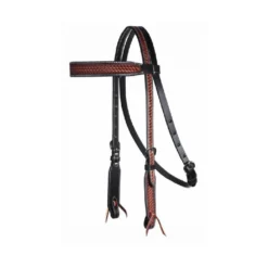 Professional's Choice Chestnut With Black Border Basket Weave Browband Headstall