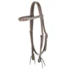 Dark Oil Browband Headstall With White Buckstitch