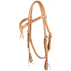 Teskey's Colored Buckstitch Crossover Browband Headstall - Choose Your Color